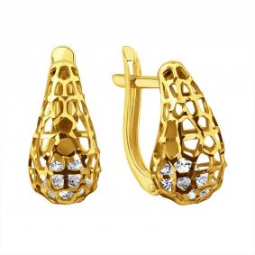 Серьги из лимонного золота Karatov Т90762Г708 с фианитом Т90762Г708 фото