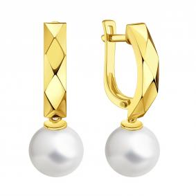 Серьги из лимонного золота Karatov Т90802Г967 с жемчугом Т90802Г967 фото