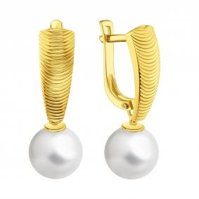 Серьги из лимонного золота Karatov Т90802Г970 с жемчугом Т90802Г970 фото