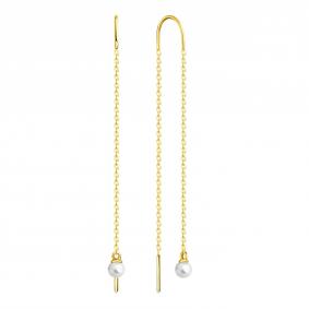 Серьги из лимонного золота Karatov Т90802Е126 с жемчугом Т90802Е126 фото