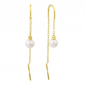 Серьги из лимонного золота Karatov Т90802Е742 с жемчугом Т90802Е742 фото