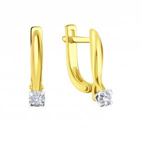 Серьги из лимонного золота Karatov Т93102В269 с бриллиантом Т93102В269 фото