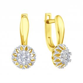 Серьги из лимонного золота Karatov Т93102В714 с бриллиантом Т93102В714 фото