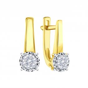 Серьги из лимонного золота Karatov Т93162В197 с бриллиантом Т93162В197 фото