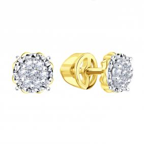 Серьги из лимонного золота Karatov Т93162В198 с бриллиантом Т93162В198 фото