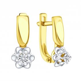 Серьги из лимонного золота Karatov Т93562В874 с бриллиантом Т93562В874 фото