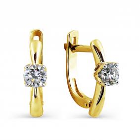 Серьги из лимонного золота Karatov Т941025067 с бриллиантом Т941025067 фото