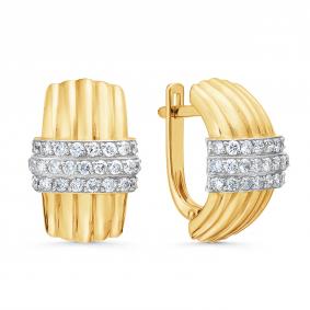 Серьги из лимонного золота Karatov Т94102В125 с бриллиантом Т94102В125 фото