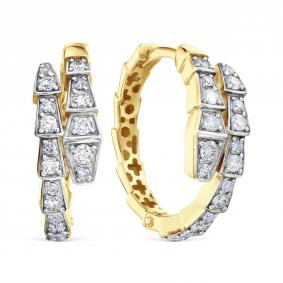 Серьги из лимонного золота Символ года Змея Karatov с бриллиантом Т94102В189 Т94102В189 фото