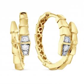 Серьги из лимонного золота Символ года Змея Karatov с бриллиантом Т94102В190 Т94102В190 фото