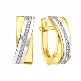 Серьги из лимонного золота Karatov Т94102В386 с бриллиантом Т94102В386 фото