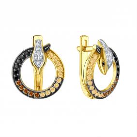 Серьги из лимонного золота Karatov Т94102В735 с бриллиантом Т94102В735 фото