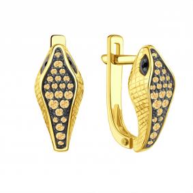 Серьги из лимонного золота Karatov Т94102В739 с бриллиантом Т94102В739 фото