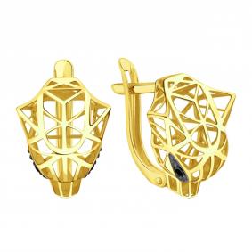 Серьги из лимонного золота Karatov Т94102В768 с бриллиантом Т94102В768 фото