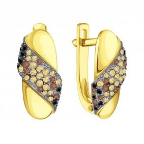 Серьги из лимонного золота Karatov Т94102В848 с бриллиантом Т94102В848 фото