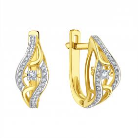 Серьги из лимонного золота Karatov Т94102В950-01 с бриллиантом Т94102В950-01 фото