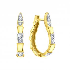 Серьги из лимонного золота Символ года змея Karatov с бриллиантом Т94102Г159 Т94102Г159 фото