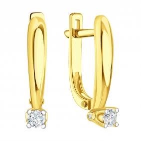 Серьги из лимонного золота Karatov Т94102Г178 с бриллиантом Т94102Г178 фото