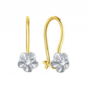 Серьги из лимонного золота Karatov Т94102Г525 с бриллиантом Т94102Г525 фото