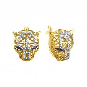 Серьги из лимонного золота Karatov Т94102Г568 с бриллиантом Т94102Г568 фото