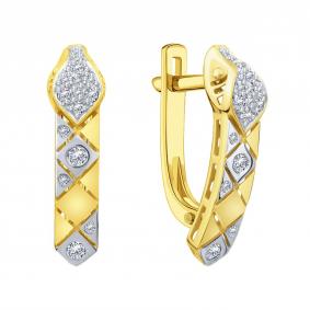 Серьги Символ года Змея из лимонного золота Karatov с бриллиантом Т94102Г896 Т94102Г896 фото