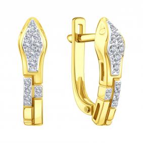 Серьги Символ года Змея из лимонного золота Karatov с бриллиантом Т94102Г899 Т94102Г899 фото