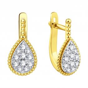 Серьги из лимонного золота Karatov Т94102Г910 с бриллиантом Т94102Г910 фото