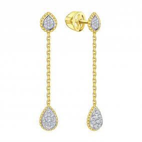 Серьги из лимонного золота Karatov Т94102Г913 с бриллиантом Т94102Г913 фото