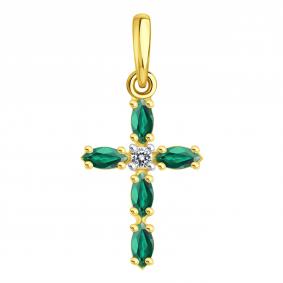 Подвеска из лимонного золота Karatov Т941036142 с бриллиантом и изумрудом Т941036142 фото