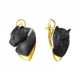 Серьги из лимонного золота Karatov Т94152Г209 с бриллиантом Т94152Г209 фото