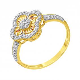 Кольцо из лимонного золота Karatov Т94161Д494 с бриллиантом Т94161Д494 фото