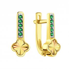 Серьги из лимонного золота Karatov Т94162Е255 с изумрудом Т94162Е255 фото