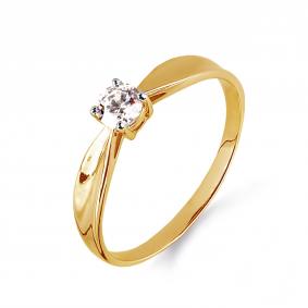 Кольцо из лимонного золота Karatov Т942014997 с фианитом Т942014997 фото