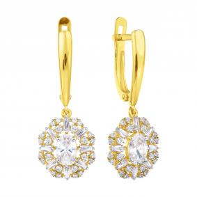 Серьги из лимонного золота Karatov Т942028896 с фианитом Т942028896 фото