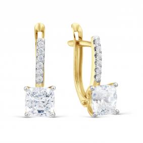 Серьги из лимонного золота Karatov Т94202Б094 с фианитом Т94202Б094 фото