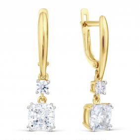 Серьги из лимонного золота Karatov Т94202Б096 с фианитом Т94202Б096 фото
