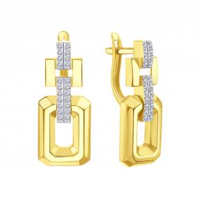 Серьги из лимонного золота Karatov Т94202В422 с фианитом Т94202В422 фото