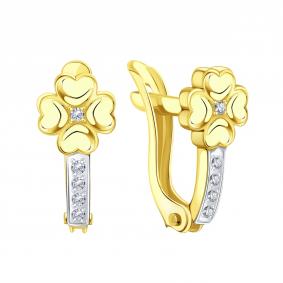 Серьги из лимонного золота Karatov Т94202В683 с фианитом Т94202В683 фото