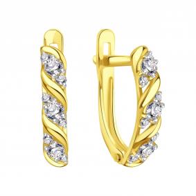 Серьги из лимонного золота Karatov Т94202В905 с фианитом Т94202В905 фото