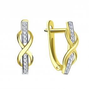 Серьги из лимонного золота Karatov Т94202Г116 с фианитом Т94202Г116 фото