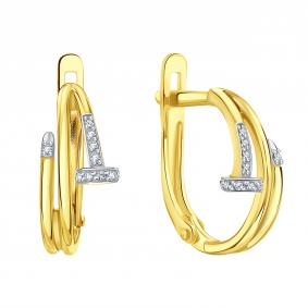 Серьги из лимонного золота Karatov Т94202Г447 с фианитом Т94202Г447 фото