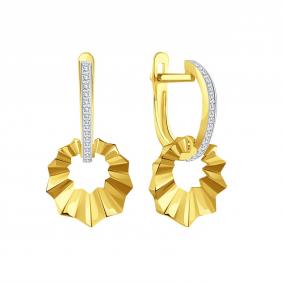 Серьги из лимонного золота Karatov Т94202Г476 с фианитом Т94202Г476 фото