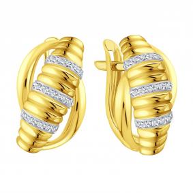 Серьги из лимонного золота Karatov Т94202Е379 с фианитом Т94202Е379 фото