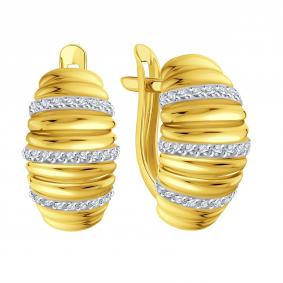Серьги из лимонного золота Karatov Т94202Е380 с фианитом Т94202Е380 фото