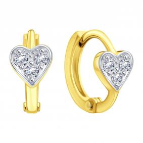 Серьги из лимонного золота Karatov Т94202Е521 с фианитом Т94202Е521 фото