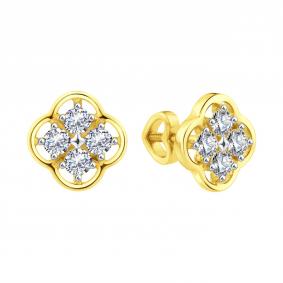 Серьги из лимонного золота Karatov Т94202Е664 с фианитом Т94202Е664 фото