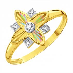 Кольцо из лимонного золота Karatov Т94261И040 с фианитом Т94261И040 фото