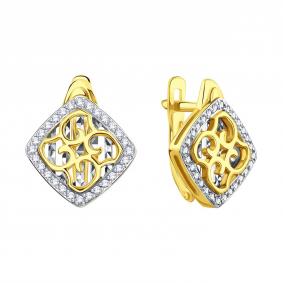 Серьги из лимонного золота Karatov Т94262Е031 с фианитом Т94262Е031 фото