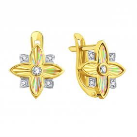 Серьги из лимонного золота Karatov Т94262Е384 с фианитом Т94262Е384 фото