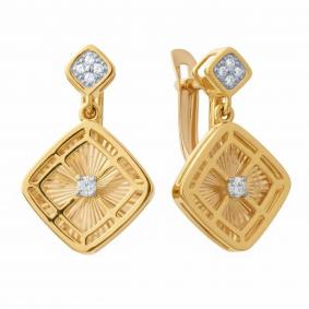 Серьги из лимонного золота Karatov Т94262Е507 с фианитом Т94262Е507 фото
